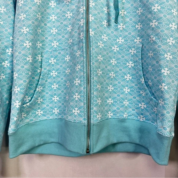 Chrome Hearts Sweater Hoodie Blue White Small Sweatshirt Zip Up Graphic Printed